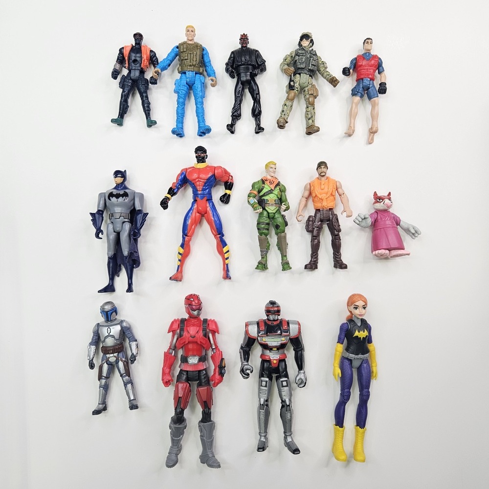 Action Figure Lot of 14 Star Wars Power Rangers Batman TMNT Chap Mei Corps DC